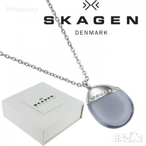 ПРОМО 🍊 SKAGEN 🍊 Сребристо дамско колие SILVERY SEA GLASS нов с кутия и сертификат, снимка 5 - Колиета, медальони, синджири - 21825186