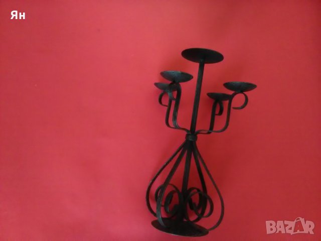 Английски Стар Ретро Метален Свещник-5 Свещи-39см