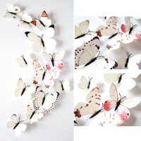 3D 12 бр pvc кремаво  бели магнитни и самозалепващи пеперуди декорация за стена и мебел, снимка 3 - Декорация за дома - 21240627