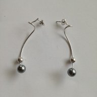 Сребърни висящи  обеци с перла  - сребро проба 925, снимка 1 - Обеци - 16780461