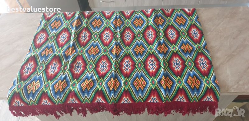 Пъстроцветен Ковьор 100-75см Ръчно Бродиран С Прежда, снимка 1
