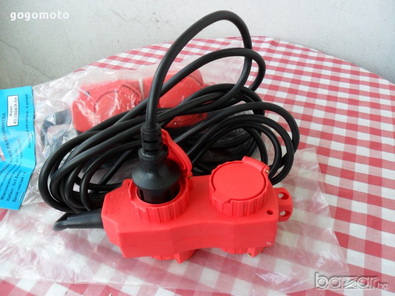  Разклонител ВЛАГОЗАЩИТЕН, удължител НОВ, универсален, 4 бр. контакти и 5 м. ИСТИНСКИ ГУМИРАН кабел, снимка 1