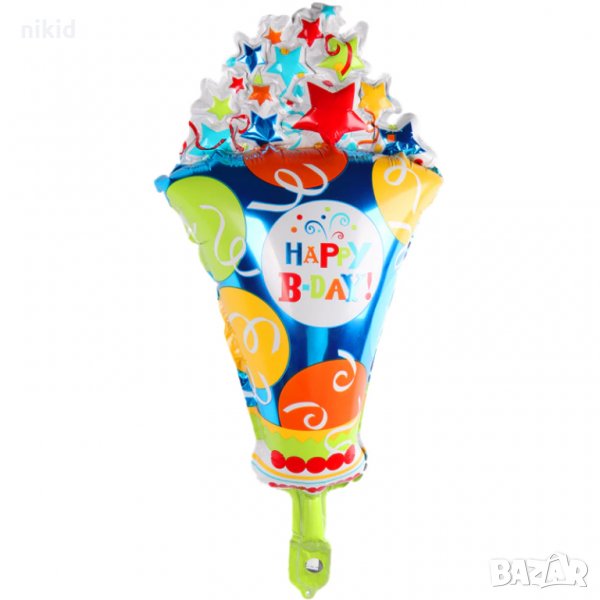 шарен сладолед Happy B-day голям балон фолио фолиев хелий или въздух парти рожден ден, снимка 1