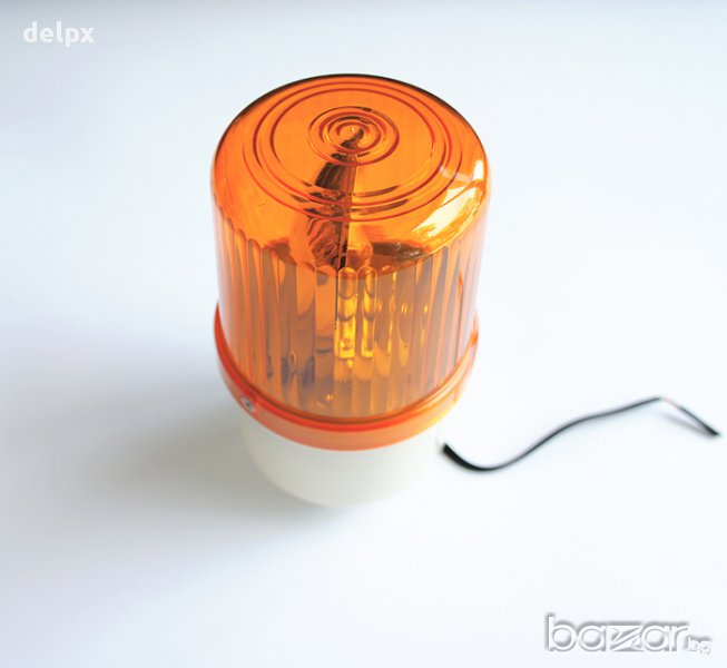 Предупредителна сигнална лампа въртяща оранжева 12V 10W, снимка 1