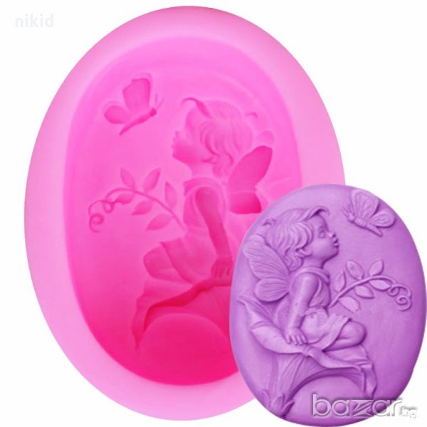 дете ангел на фуния с пеперуда силиконов молд форма калъп фондан сапун гипс тесто шоколад декор, снимка 1