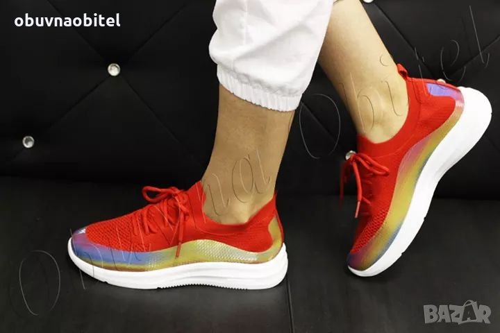  Много Леки Дамски Спортни Обувки Red Sparkle 😍  🔝Цена: 29.99, снимка 1