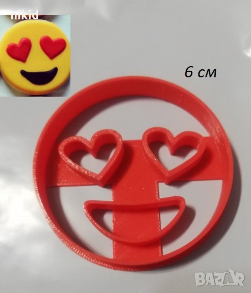 Еможи Emoji имотикон емотикон смайли пластмасов резец форма фондан тесто бисквитки, снимка 1