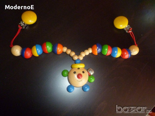 Дървена играчка за количка с клипс, снимка 1