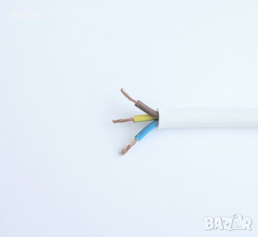 Кабел трижилен захранващ мрежови бял ШВПС-В 3x1mm2, снимка 1 - Кабели - 23282063