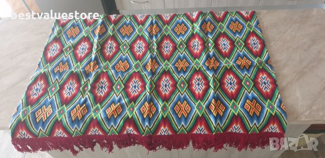 Пъстроцветен Ковьор 100-75см Ръчно Бродиран С Прежда