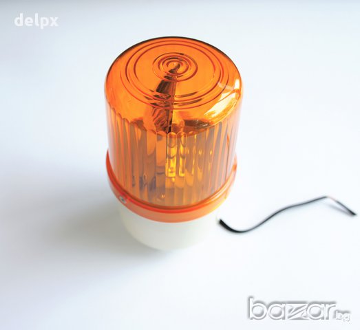 Предупредителна сигнална лампа въртяща оранжева 12V 10W
