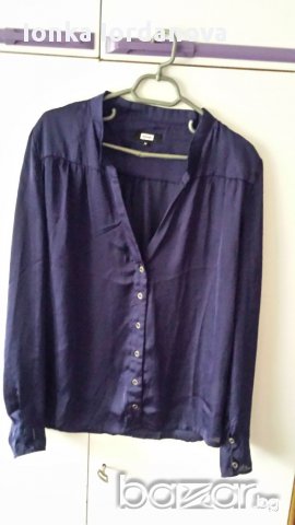 Ефирна блуза турско- синя, снимка 1 - Блузи с дълъг ръкав и пуловери - 17491852