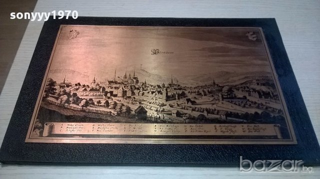 Fortzheim-картина 45/30см-мед/кожа/дърво-внос швеицария, снимка 2 - Антикварни и старинни предмети - 15070453