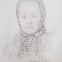 Българка от 1913 година - женски портрет Рисунка - С. Марков, снимка 3 - Картини - 21632661