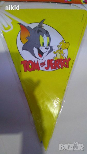 Том и Джери Tom and Jerry жълт Парти Гирлянд Знаменца Флаг Банер, снимка 1