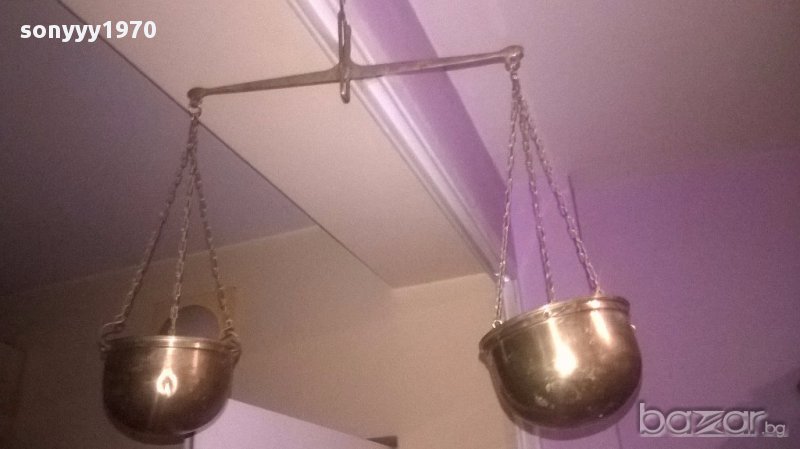 Ретро везна-мед/месинг-40х36х12см-внос швеицария, снимка 1