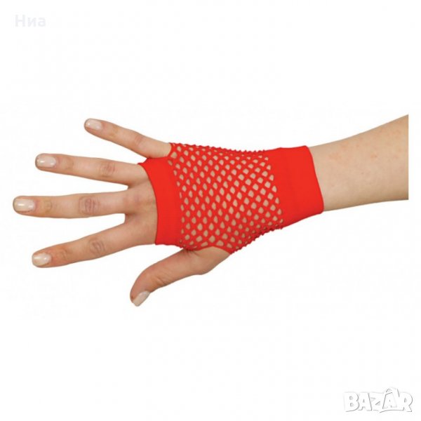 Мрежести нови червени къси секси ръкавици без пръсти , снимка 1