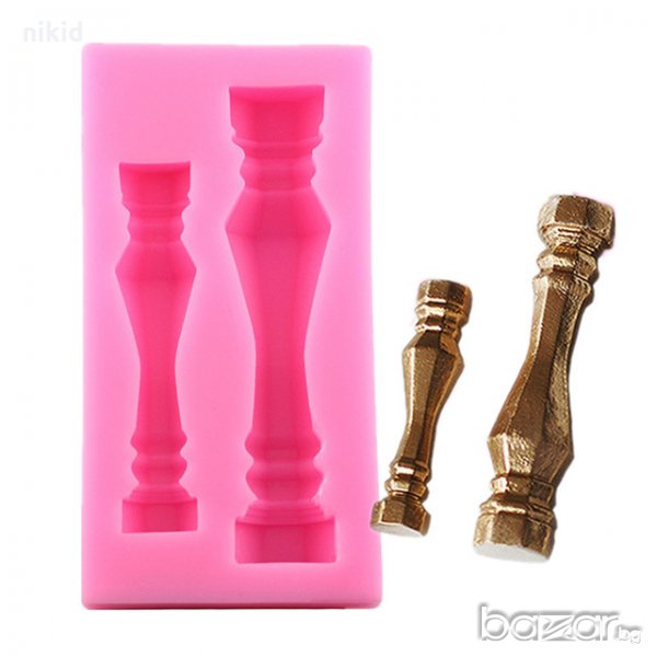 Парапет опора колона силиконов молд форма за украса торта с фондан шоколад, снимка 1