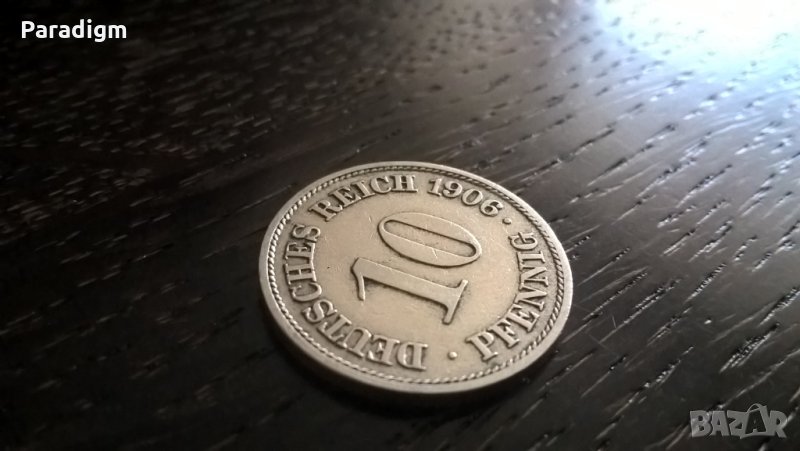 Райх монета - Германия - 10 пфенига | 1906г.; серия A, снимка 1