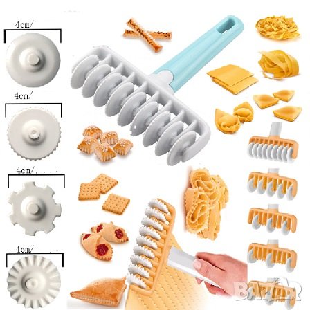 37 части Уред Нож Валяк ролер с различни приставки за декориране на пай пица и рязане тесто паста 