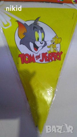 Том и Джери Tom and Jerry жълт Парти Гирлянд Знаменца Флаг Банер