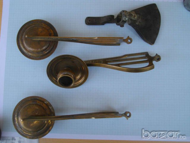 Свещници комплект и лопатка от бронз стари, снимка 2 - Други ценни предмети - 7618270
