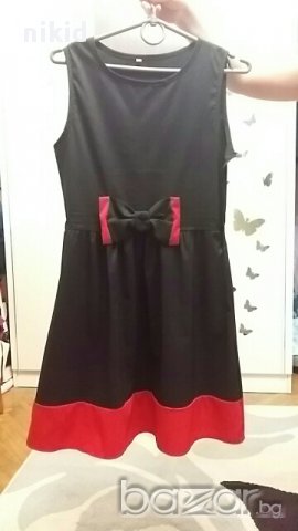 симпатична дамска рокля черно червена с панделка, снимка 3 - Рокли - 17988056