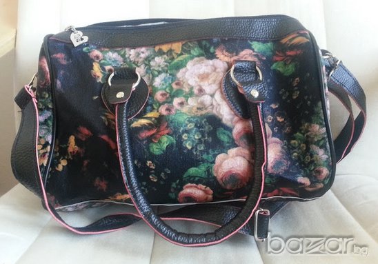 Дамска чанта с порфейл с цвятя красива стилна модерна, снимка 2 - Портфейли, портмонета - 7162908