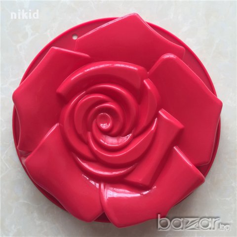 роза огромна силиконова форма тава за направа печене кекс торта желиран сладкиш пай , снимка 1 - Форми - 15570147