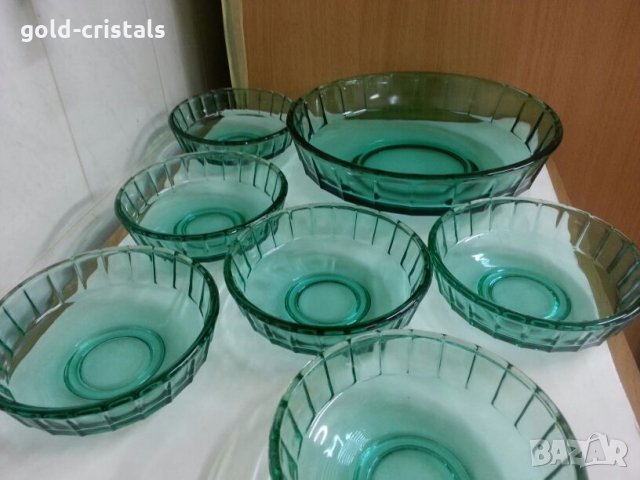 Стъклени купи цветно зелено стъклостъкло , снимка 6 - Антикварни и старинни предмети - 26070012