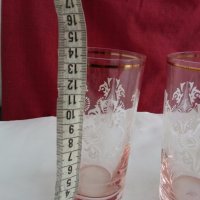 Ретро  чаши розово стъкло и златен кант , снимка 10 - Антикварни и старинни предмети - 19837565
