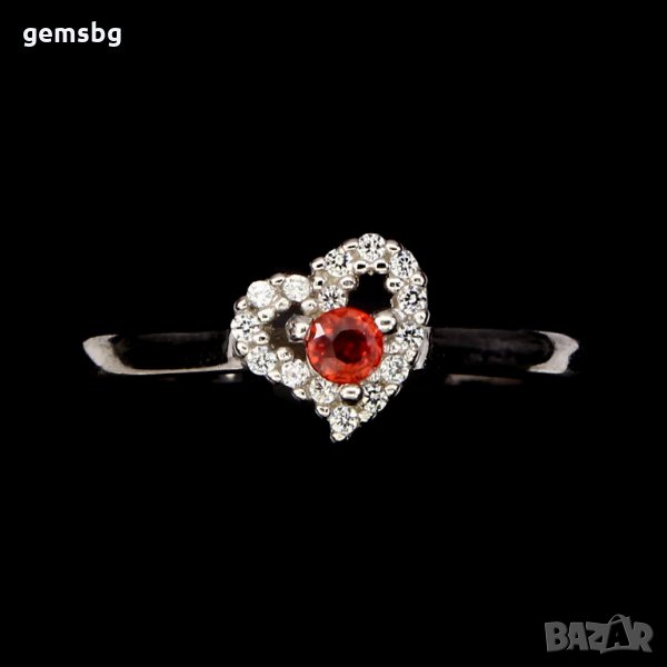 Сребърен пръстен със сапфир и циркони,, снимка 1