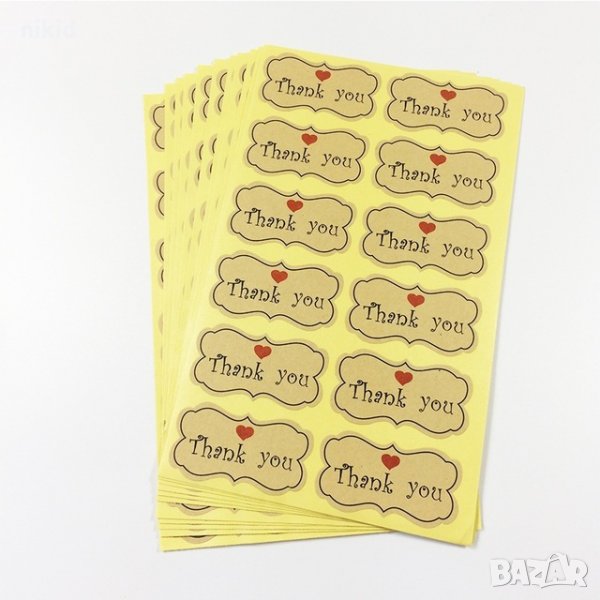 36 Thank You Правоъгълна рамка сърце лепенки стикери с надписи ръчна изработка благодаря за подарък, снимка 1