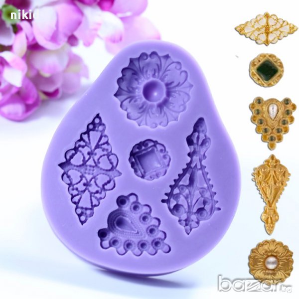 5 ретро стил орнаменти силиконов молд форма тесто декорация шоколад фондан украса, снимка 1