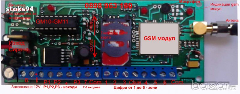 Многофункционален GSM комуникатор за алармени системи GM11, снимка 1