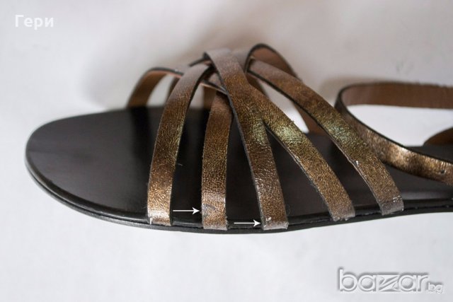 Естествена кожа, дамски сандали цвят бронз 40 и 41, снимка 8 - Сандали - 17553612