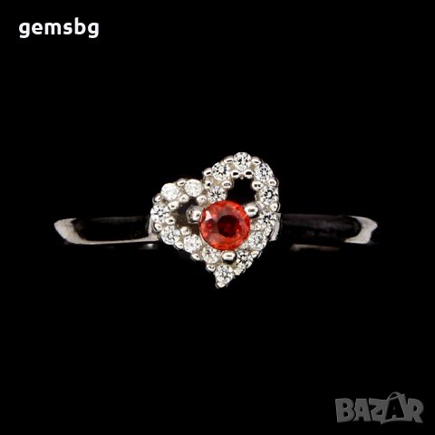 Сребърен пръстен със сапфир и циркони,