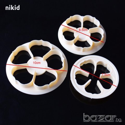 3 бр големи кръга форми роза резци пластмасови за направа на цвете от фондан украса форма резец