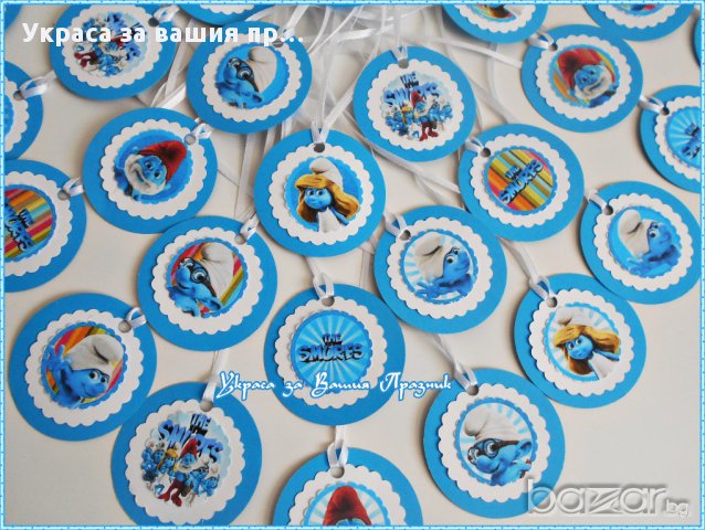 медальони за детски рожден ден със Смърфовете, снимка 2 - Други - 17232026