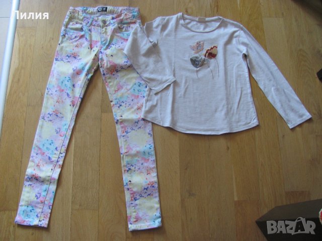 Флорален панталон "c'est la vie" и 3D блуза с цветя на ZARA, снимка 1 - Детски комплекти - 24877900