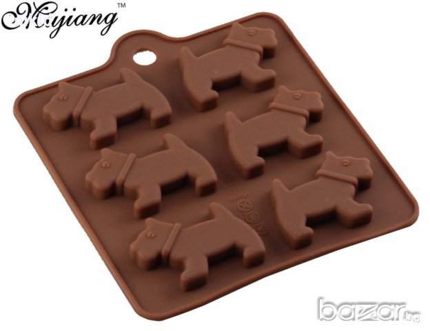 6 бр куче кученца кучета Териер силиконов молд форма за фондан шоколад бонбони желе гипс