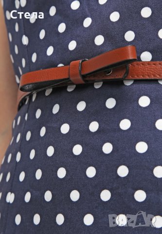 VERO MODA елегантна дамска рокля, нова, с етикет, тъмно синя, на бели точки, снимка 4 - Рокли - 23043781