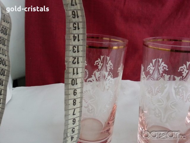 Ретро  чаши розово стъкло и златен кант , снимка 10 - Антикварни и старинни предмети - 19837565