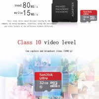 Карта памет клас 10 SanDisk 32 GB Micro SD 100Mb/s микро сд TF карта за телефон таблет фотоапарат, снимка 11 - Карти памет - 21870295