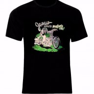 Harley Davidson Motorrad Biker Rocker Tattoo Jesus Loves Тениска Мъжка/Дамска S до 2XL, снимка 1 - Тениски - 14035924