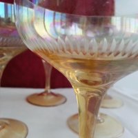 Ретро стъклени чаши за вино кана и чаши перлени и гравирани , снимка 11 - Антикварни и старинни предмети - 20343831