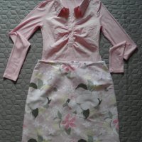 Дамски сет в розово пола и блуза, снимка 1 - Блузи с дълъг ръкав и пуловери - 26115686