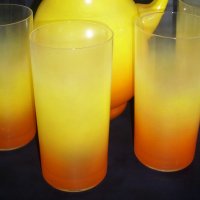 Чаши и кана за фреш матирано цветно стъкло, снимка 2 - Сервизи - 23617418