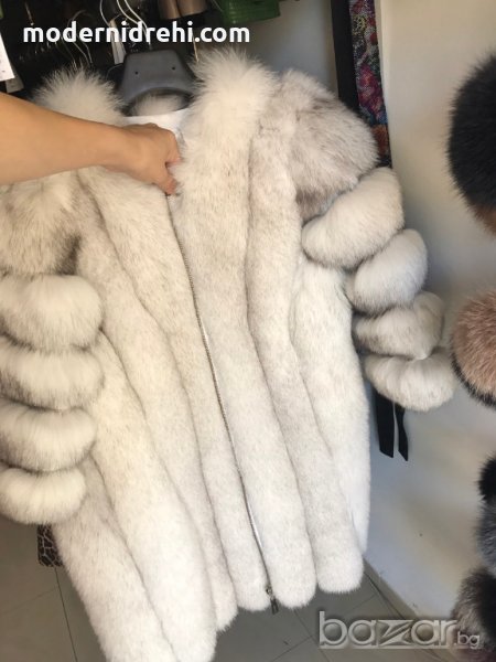 Дамско елегантно палто от лисица бяло, снимка 1