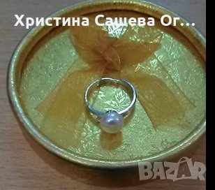 Нежен пръстен с естествена перла, снимка 1